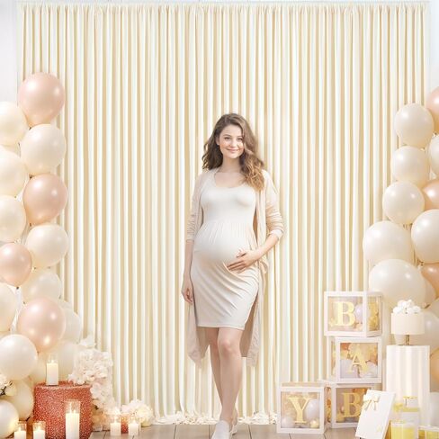 50ft x 10ft Wrinkle Free Ivory Wedding Backdrop Curtains for Party Bridal Shower Reception Decorations Ivory Fabric Curtain Backdrops Drapes for Photography Baby Shower Birthday Background in Saudi Arabia