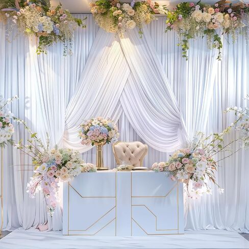 50ft x 10ft Wrinkle Free Ivory Wedding Backdrop Curtains for Party Bridal Shower Reception Decorations Ivory Fabric Curtain Backdrops Drapes for Photography Baby Shower Birthday Background in Saudi Arabia