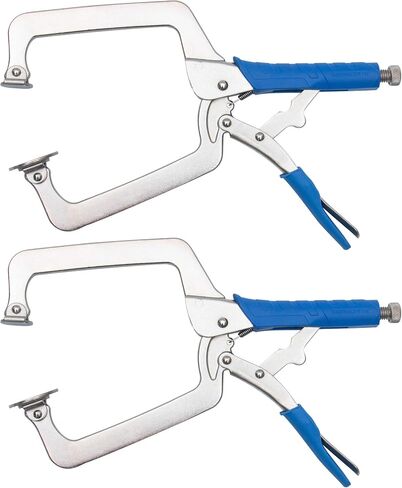 Heavy Duty C Clamp, Vise Grip Locking Pliers With Swivel Pads, 18 Inch Face Clamp for Woodworking, Welding and Pocket Hole Joinery, 2 Piece in Saudi Arabia