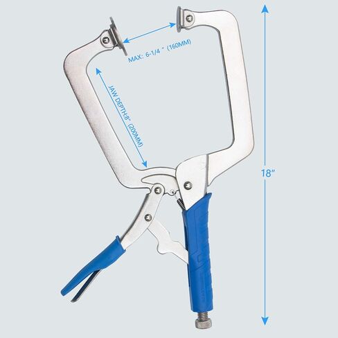 Heavy Duty C Clamp, Vise Grip Locking Pliers With Swivel Pads, 18 Inch Face Clamp for Woodworking, Welding and Pocket Hole Joinery, 2 Piece in Saudi Arabia