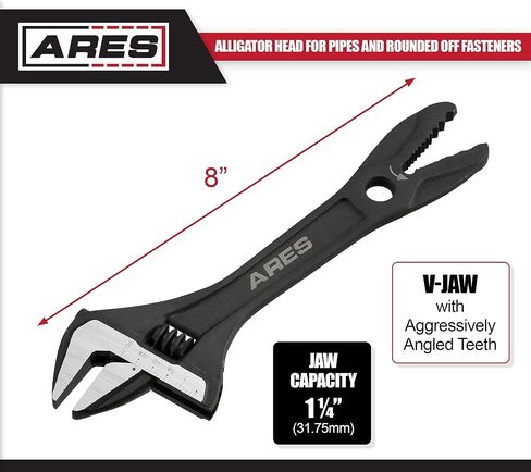 ARES 70303-53mm Stubby Adjustable Wrench - Stubby, Ultra Thin Design for Quick Access to Tight Spaces - Mouth is 30 Percent Deeper than Normal in Saudi Arabia