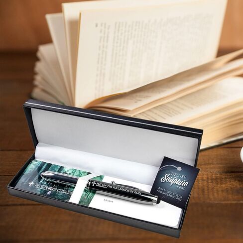 قلم هدايا مسيحي كل شيء ممكن مع كتاب منقوش وإضاءة LED - مارك 9:23 - أقلام آية الكتاب المقدس الفاخرة مع قلم - أقلام الكتاب المقدس الملهمة - أقلام مسيحية للنساء والرجال in Kuwait