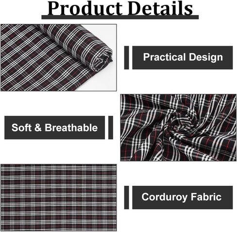 BENECREAT 80.7x57 Inch Soft Tartan Fabric, Black White & Red Tartan Print Cotton Craft Fabric Material for Clothing Bedding Material Craft & Home Furnishing in Saudi Arabia
