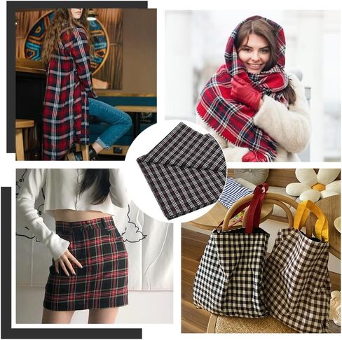 BENECREAT 80.7x57 Inch Soft Tartan Fabric, Black White & Red Tartan Print Cotton Craft Fabric Material for Clothing Bedding Material Craft & Home Furnishing in Saudi Arabia