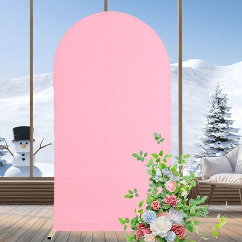 Fitted Arch Backdrop Stand Cover,Spandex Chiara Backdrop Fabric Two-Sided Arch Backdrop Panels Cover for Wedding Ceremony Birthday Party Baby Shower Banquet Decoration (2.6 X 6 Ft,Pink) in Saudi Arabia