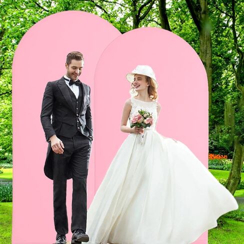 Fitted Arch Backdrop Stand Cover,Spandex Chiara Backdrop Fabric Two-Sided Arch Backdrop Panels Cover for Wedding Ceremony Birthday Party Baby Shower Banquet Decoration (2.6 X 6 Ft,Pink) in Saudi Arabia