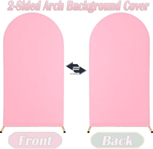 Fitted Arch Backdrop Stand Cover,Spandex Chiara Backdrop Fabric Two-Sided Arch Backdrop Panels Cover for Wedding Ceremony Birthday Party Baby Shower Banquet Decoration (2.6 X 6 Ft,Pink) in Saudi Arabia