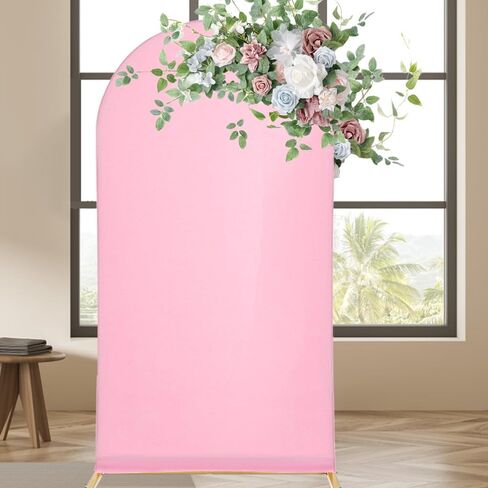 Fitted Arch Backdrop Stand Cover,Spandex Chiara Backdrop Fabric Two-Sided Arch Backdrop Panels Cover for Wedding Ceremony Birthday Party Baby Shower Banquet Decoration (2.6 X 6 Ft,Pink) in Saudi Arabia