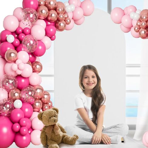 Fitted Arch Backdrop Stand Cover,Spandex Chiara Backdrop Fabric Two-Sided Arch Backdrop Panels Cover for Wedding Ceremony Birthday Party Baby Shower Banquet Decoration (2.6 X 6 Ft,Pink) in Saudi Arabia