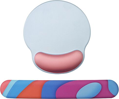 Keyboard Wrist Rest - Sets of Hand Pads for Computer or Office, Ergonomic Mouse Pad with Wrist Support, Padded Mouse Pad Set, Desktop Wrist Rest, Memory Foam for Keyboard (Orange-Blue) in Saudi Arabia