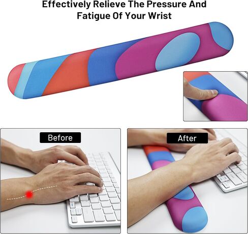 Keyboard Wrist Rest - Sets of Hand Pads for Computer or Office, Ergonomic Mouse Pad with Wrist Support, Padded Mouse Pad Set, Desktop Wrist Rest, Memory Foam for Keyboard (Orange-Blue) in Saudi Arabia