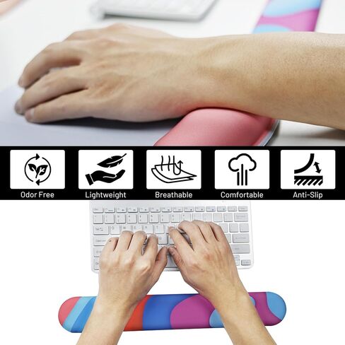 Keyboard Wrist Rest - Sets of Hand Pads for Computer or Office, Ergonomic Mouse Pad with Wrist Support, Padded Mouse Pad Set, Desktop Wrist Rest, Memory Foam for Keyboard (Orange-Blue) in Saudi Arabia