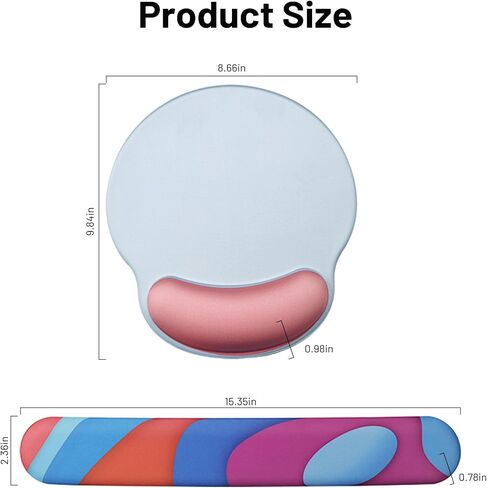 Keyboard Wrist Rest - Sets of Hand Pads for Computer or Office, Ergonomic Mouse Pad with Wrist Support, Padded Mouse Pad Set, Desktop Wrist Rest, Memory Foam for Keyboard (Orange-Blue) in Saudi Arabia