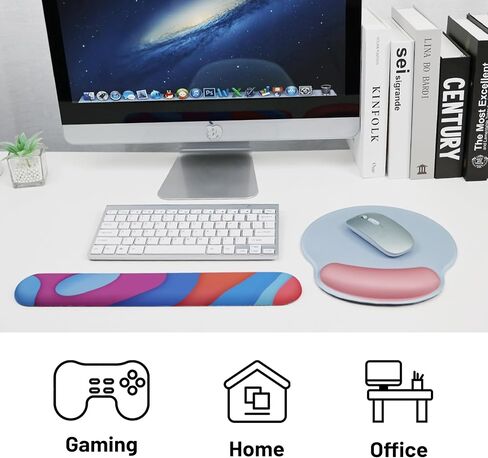 Keyboard Wrist Rest - Sets of Hand Pads for Computer or Office, Ergonomic Mouse Pad with Wrist Support, Padded Mouse Pad Set, Desktop Wrist Rest, Memory Foam for Keyboard (Orange-Blue) in Saudi Arabia