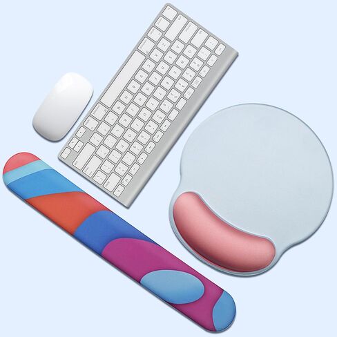 Keyboard Wrist Rest - Sets of Hand Pads for Computer or Office, Ergonomic Mouse Pad with Wrist Support, Padded Mouse Pad Set, Desktop Wrist Rest, Memory Foam for Keyboard (Orange-Blue) in Saudi Arabia