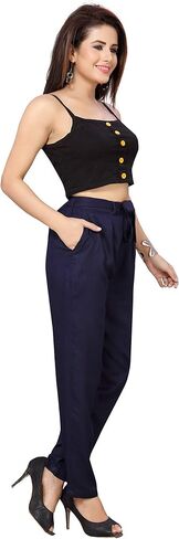 Premium Rayon Knotted Pant for Women, Both Side Pocket Casual Wear, Comfy Office Ponte, Slim, Solid Fit Pants | Chick Look in Saudi Arabia