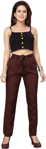 Premium Rayon Knotted Pant for Women, Both Side Pocket Casual Wear, Comfy Office Ponte, Slim, Solid Fit Pants | Chick Look in Saudi Arabia