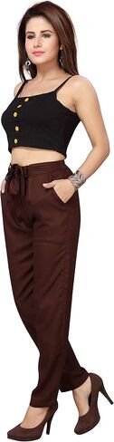 Premium Rayon Knotted Pant for Women, Both Side Pocket Casual Wear, Comfy Office Ponte, Slim, Solid Fit Pants | Chick Look in Saudi Arabia
