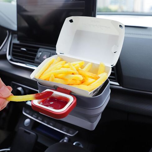 French Fry Holder Foldable Organizer, Car Sauce Holder, Car Air Vent Silicone Dip Clip and Fetchup and Fries Sauces Universal Automotive Accessories in Kuwait