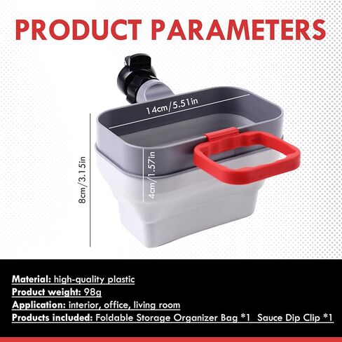 French Fry Holder Foldable Organizer, Car Sauce Holder, Car Air Vent Silicone Dip Clip and Fetchup and Fries Sauces Universal Automotive Accessories in Kuwait