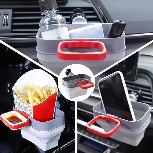 French Fry Holder Foldable Organizer, Car Sauce Holder, Car Air Vent Silicone Dip Clip and Fetchup and Fries Sauces Universal Automotive Accessories in Kuwait