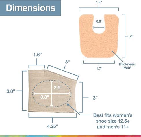 ZenToes Metatarsal Sleeves with Gel Cushions and Self-Adhesive U Shaped Felt Callus Pads - Bundle for Ball of Foot Care - Size Large, Beige in Kuwait