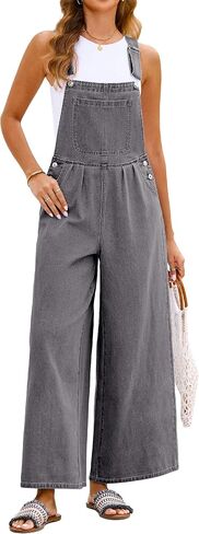 luvamia Denim Overalls for Women Wide Leg One Piece Jean Jumpsuits Fashion Baggy Bib Overall Loose Fit Pleated Pockets in Saudi Arabia
