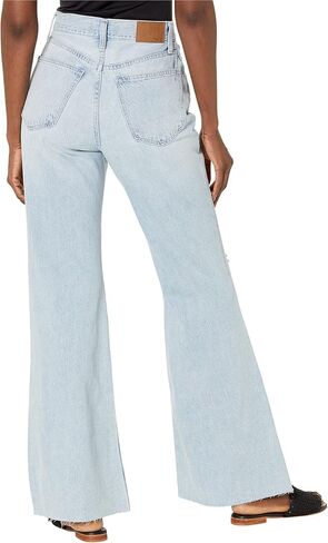 Madewell Baggy Flare Jeans with Knee Slit and Raw Hem in Luzon Wash in Saudi Arabia