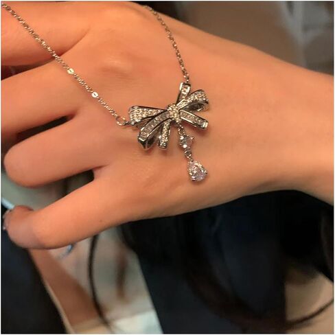 Bow Necklace for Women Gold Bow Necklace Silver Bow Necklace Pearl Bow Necklace White Bow Necklace Pearl Beaded Necklace Wedding Bow Necklace Jewelry for Women Girls in Saudi Arabia