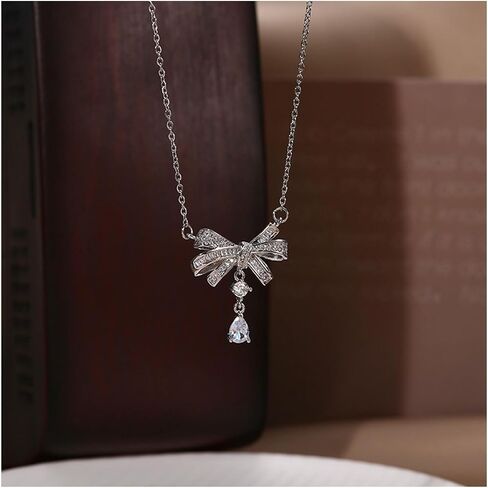 Bow Necklace for Women Gold Bow Necklace Silver Bow Necklace Pearl Bow Necklace White Bow Necklace Pearl Beaded Necklace Wedding Bow Necklace Jewelry for Women Girls in Saudi Arabia