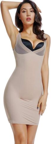 JOYSHAPER حريمي زلات كاملة تحت الفستان، رقبة على شكل حرف V، تحكم في البطن، ملابس تنحيف الجسم in Kuwait