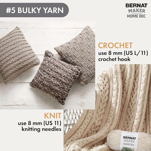 خيوط Bernat Maker Home Dec Fiesta Varg - عبوتان من الخيوط سهلة الاستخدام للمبتدئين - مزيج من القطن والنايلون - مقياس #5 من الخيوط الضخمة للحياكة والكروشيه والحرف اليدوية والأميجورومي in Saudi Arabia