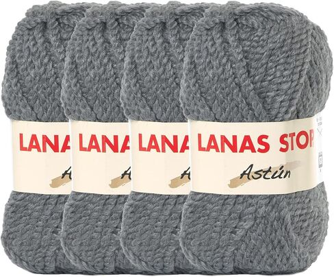 Astun 4 Skeins 45% Wool Soft and Fluffy Bulky Wool Yarn for Blanket, Sweater and Scarves, Total 276 Yards/11.28oz (Deep Purple) in Kuwait