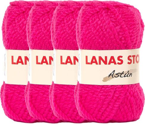 Astun 4 Skeins 45% Wool Soft and Fluffy Bulky Wool Yarn for Blanket, Sweater and Scarves, Total 276 Yards/11.28oz (Deep Purple) in Kuwait