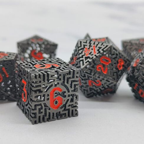 Dungeons and Dragons DND Dice Set D&D Metal Polyhedral Dice Set RPG MTG Role Playing Pathfinder Shadowrun D N D Dice D20 D12 D10 D8 D6 D4 Hollow Games Dice, Grey Orange in Saudi Arabia