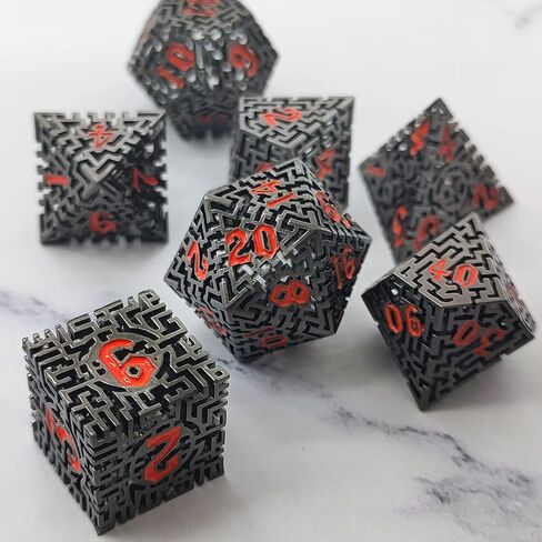 Dungeons and Dragons DND Dice Set D&D Metal Polyhedral Dice Set RPG MTG Role Playing Pathfinder Shadowrun D N D Dice D20 D12 D10 D8 D6 D4 Hollow Games Dice, Grey Orange in Saudi Arabia