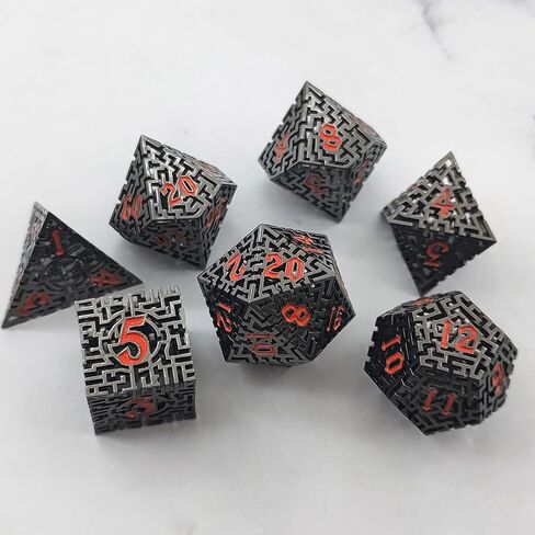 Dungeons and Dragons DND Dice Set D&D Metal Polyhedral Dice Set RPG MTG Role Playing Pathfinder Shadowrun D N D Dice D20 D12 D10 D8 D6 D4 Hollow Games Dice, Grey Orange in Saudi Arabia