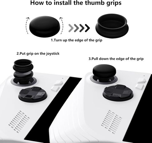 PlayVital Black Thumbsticks Grips Caps for ROG Ally, Silicone Thumb Grips Joystick Caps for ROG Ally - Diamond Grain & Crack Bomb Design in Saudi Arabia