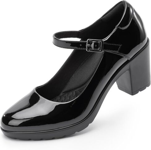 Cusolemore Mary Jane Heels with Arch Support, Closed Round Toe Chunky Pumps for Women, Comfortable Block Heel Dress Shoes in Saudi Arabia