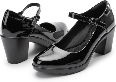 Cusolemore Mary Jane Heels with Arch Support, Closed Round Toe Chunky Pumps for Women, Comfortable Block Heel Dress Shoes in Saudi Arabia