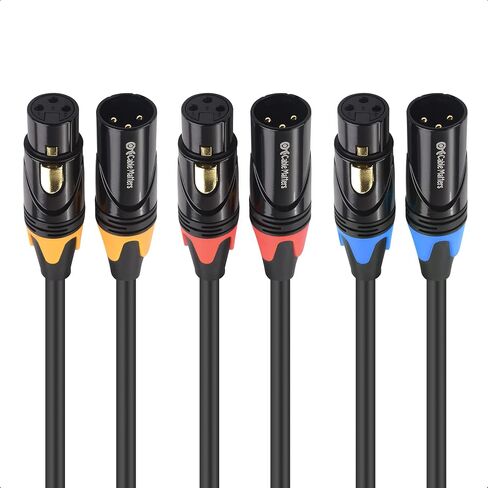 Cable Matters 3-Pack Color-Coded Premium Shielded XLR Cables 6 Feet, Oxygen-Free Copper (OFC) XLR Male to Female Cord/Colored XLR Microphone Cable/Mic Cable in Saudi Arabia