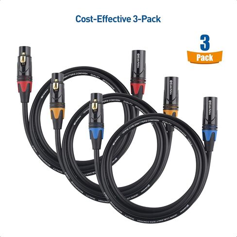 Cable Matters 3-Pack Color-Coded Premium Shielded XLR Cables 6 Feet, Oxygen-Free Copper (OFC) XLR Male to Female Cord/Colored XLR Microphone Cable/Mic Cable in Saudi Arabia