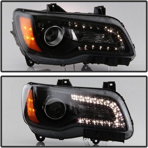 ACANII - لسيارة كرايسلر 300 هالوجين LED DRL باللون الأسود موديل 2011-2014 - جانب السائق فقط in Kuwait