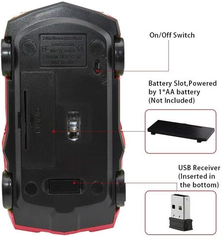 Wireless 3D Sports Car Mouse Optical Computer Mouse, Ergonomic Desktop Laptop PC Mouse for LBJN (Blue) in Saudi Arabia