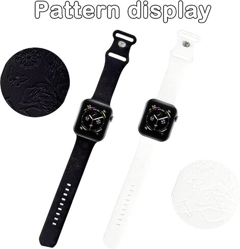 Compatible with Apple Watch Band 38mm 40mm 41mm 42mm 44mm 45mm for Women/Men Laser Engraved Waterproof SoftSilicone Sport Straps Replacement Wristbands foriWatch Series 7/6/5/4/3/2/1/SE （pack 2） in Saudi Arabia
