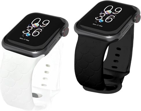 Compatible with Apple Watch Band 38mm 40mm 41mm 42mm 44mm 45mm for Women/Men Laser Engraved Waterproof SoftSilicone Sport Straps Replacement Wristbands foriWatch Series 7/6/5/4/3/2/1/SE （pack 2） in Saudi Arabia