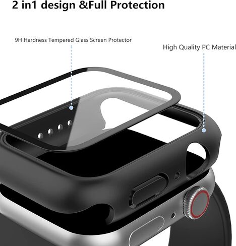 حافظة متوافقة مع Apple Watch Series 8 Series 7 45mm & 41mm، غطاء حماية كامل وصلب رفيع للغاية لساعة Apple Series 8 Series 7 مع طبقة من الزجاج المقوى للنساء والرجال in Kuwait
