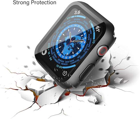 حافظة متوافقة مع Apple Watch Series 8 Series 7 45mm & 41mm، غطاء حماية كامل وصلب رفيع للغاية لساعة Apple Series 8 Series 7 مع طبقة من الزجاج المقوى للنساء والرجال in Kuwait