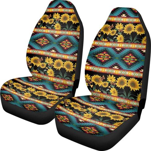 Yellow Floral Front Car Seat Covers White Hibiscus Flowers Print Breathable Car Seats Protector for Front Seats Universal Fit for Most Cars 2 Packs in Saudi Arabia