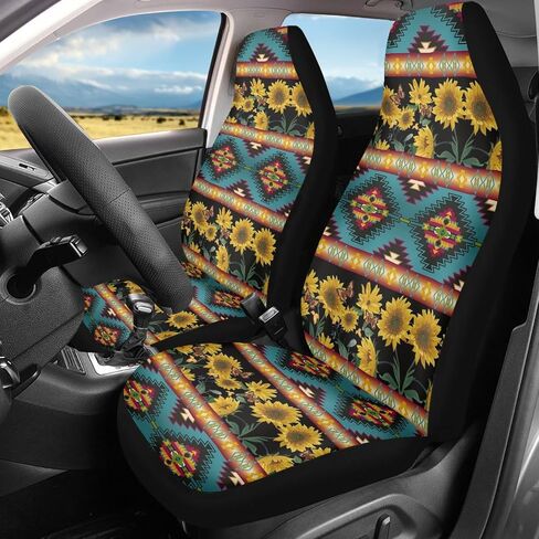 Yellow Floral Front Car Seat Covers White Hibiscus Flowers Print Breathable Car Seats Protector for Front Seats Universal Fit for Most Cars 2 Packs in Saudi Arabia